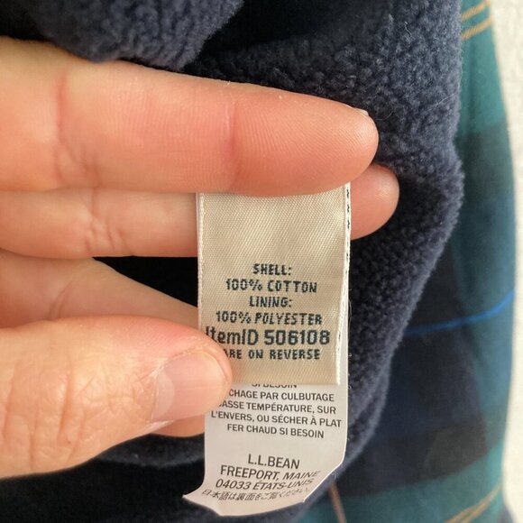 LL Bean Fleece Sherpa Lined Scotch Plaid Flannel Long Sleeve Snap Chore Shirt - Picture 11 of 12